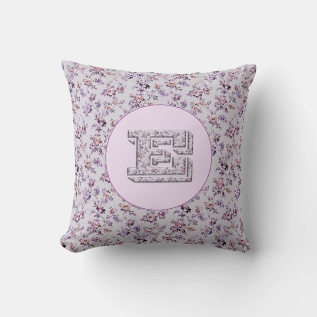 Luxury Flowers Monogram E Throw Pillow (Front)