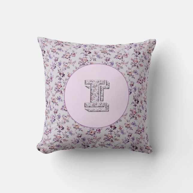 Luxury Flowers Monogram I Throw Pillow (Front)