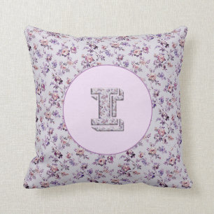 Luxury Flowers Monogram I Throw Pillow
