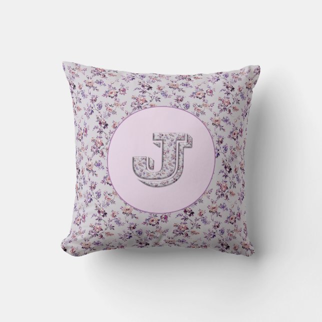 Luxury Flowers Monogram J Throw Pillow (Front)