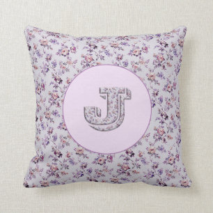 Luxury Flowers Monogram J Throw Pillow