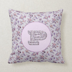 Luxury Flowers Monogram P Throw Pillow