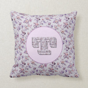 Luxury Flowers Monogram T Throw Pillow