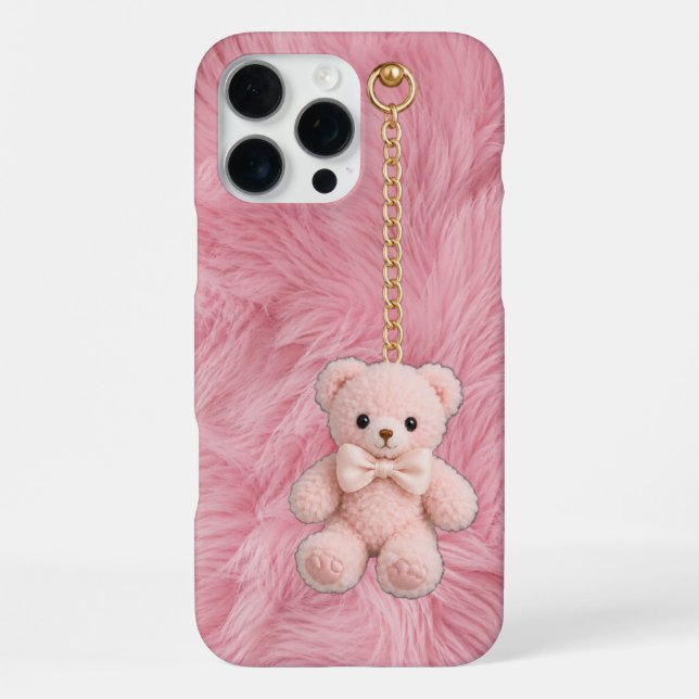 Luxury Fluffy Teddy iPhone 16 Pro Max Case (Back)