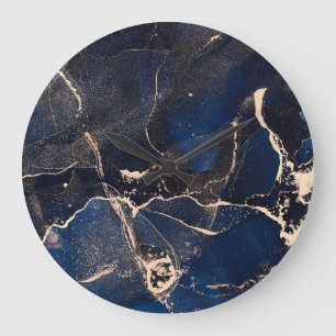 Luxury Fluid Art: Abstract Alcohol-Ink Large Clock