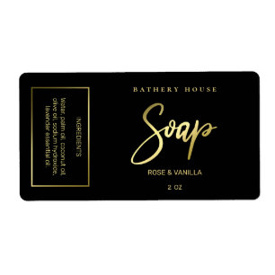 Luxury Foil Black And Gold Soap Packaging Labels