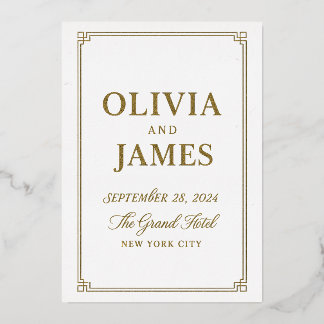 Luxury Foil Wedding Invitation – Black Marble 5x7 