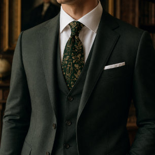Luxury Forest Green Equestrian Old Money Tie