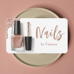 Luxury Frosted Glass & Rose Copper Nail Tech Business Card