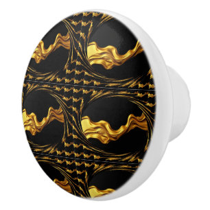 Luxury Full Gold Swirl Black Hardware Cabinet Acce Ceramic Knob