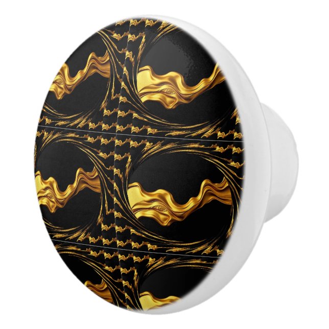 Luxury Full Gold Swirl Black Hardware Cabinet Acce Ceramic Knob (Right)