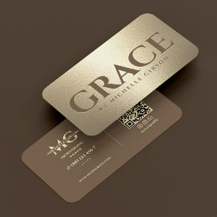 Luxury Funeral Mortician Brown Faux Gold Business Card