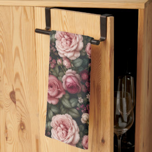 Luxury Garden Rose Floral Art Kitchen Towel