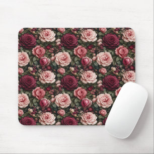 Luxury Garden Rose Floral Art Mouse Pad