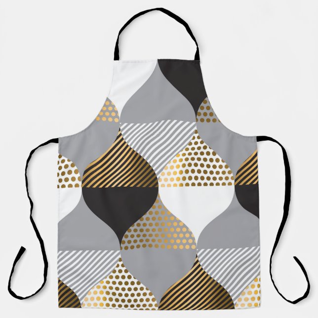 Luxury geometric: black, gold pattern apron (Front)