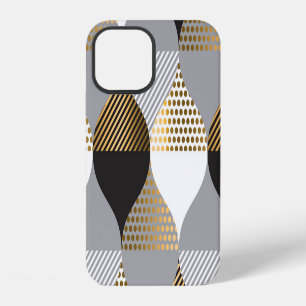 Luxury geometric: black, gold pattern iPhone 12 case