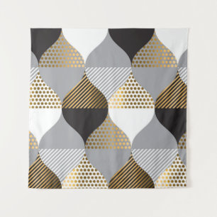 Luxury geometric: black, gold pattern tapestry