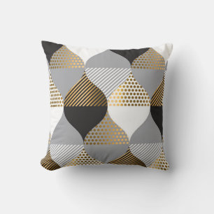 Luxury geometric: black, gold pattern throw pillow