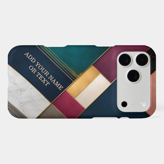 Luxury Geometric Marble and Gold Personalized (Back Horizontal)