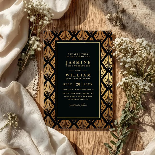 Luxury Geometric shells Elegant QR Code Wedding Invitation (Creator Uploaded)