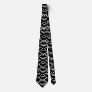 Luxury Geometric Silver on Black pattern Tie