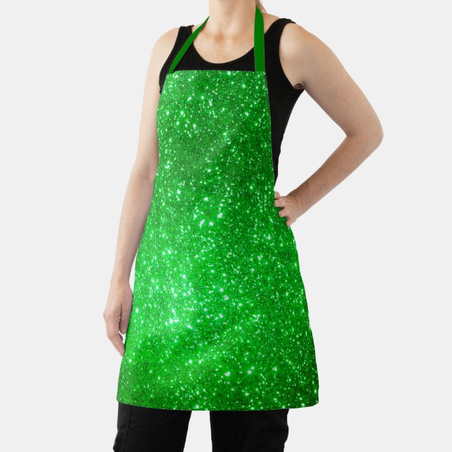 Luxury Gift Popular Green Gold Glitter Apron (Insitu)