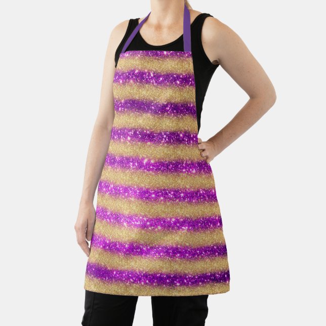 Luxury Gift Popular Purple Gold Glitter Apron (Insitu)