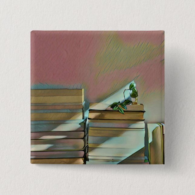 Luxury gifts for book lovers 2 inch square button (Front)
