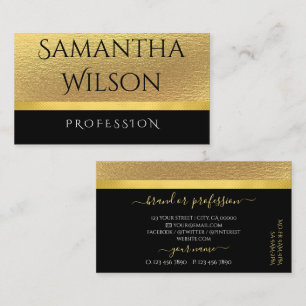 Luxury Girly Gold Glitter Luminous Stars on Black  Business Card
