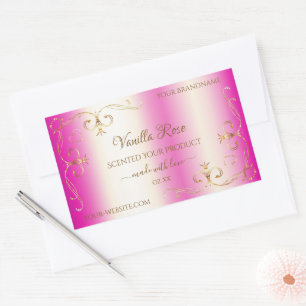 Luxury Girly Pink Gold Ornate Border Product Label