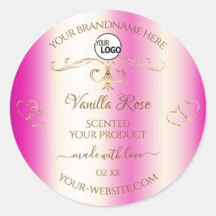 Luxury Girly Pink Gold Ornate Product Labels Logo