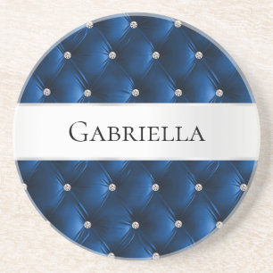 Luxury Glam Blue Faux Velvet Coaster