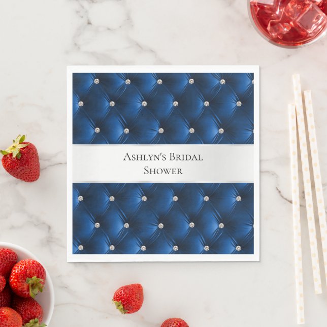 Luxury Glam Blue Faux Velvet Napkin (Insitu)