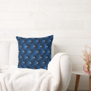 Luxury Glam Blue Soft Grey Faux Velvet  Throw Pillow