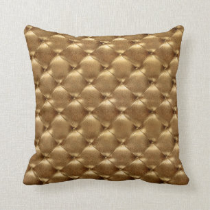 Luxury Glam Bronze Tufted Leather Opulent Gold Throw Pillow