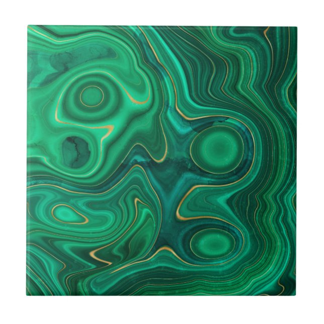 Luxury Glam Green Yellow Abstract Pattern Tile (Front)