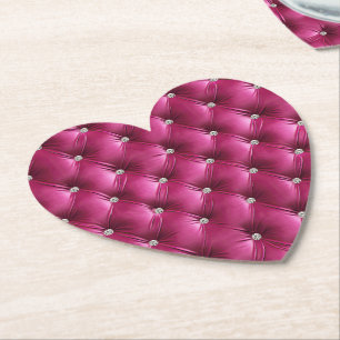 Luxury Glam Pink Faux Velvet Paper Coaster