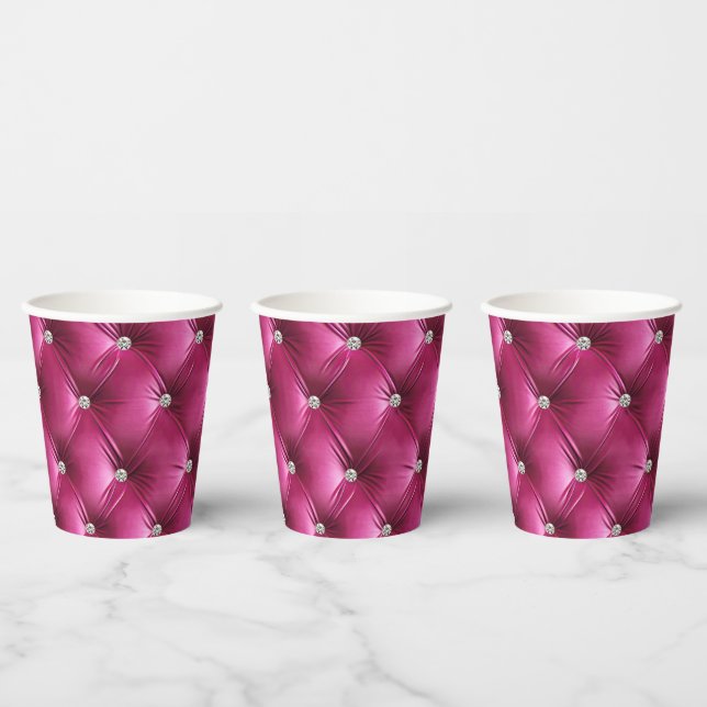 Luxury Glam Pink Faux Velvet Paper Cups (Multi)
