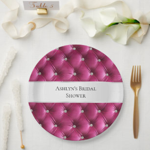 Luxury Glam Pink Faux Velvet Paper Plate