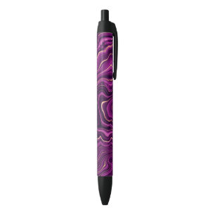 Luxury Glam Purple Colourful Abstract Pattern Black Ink Pen