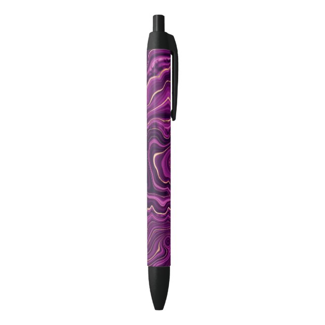 Luxury Glam Purple Colourful Abstract Pattern Black Ink Pen (Bottom (Vertical))