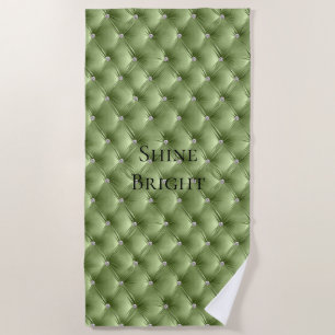 Luxury Glam Sage Green Faux Velvet  Beach Towel