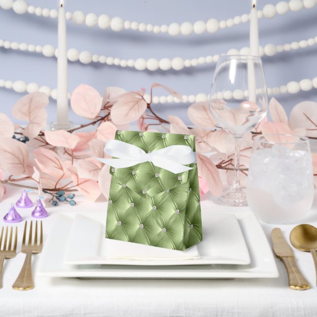 Luxury Glam Sage Green Faux Velvet Favor Box (Wedding)