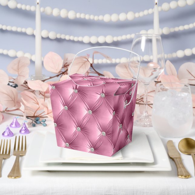 Luxury Glam Soft Pink Faux Velvet Favor Box (Wedding)