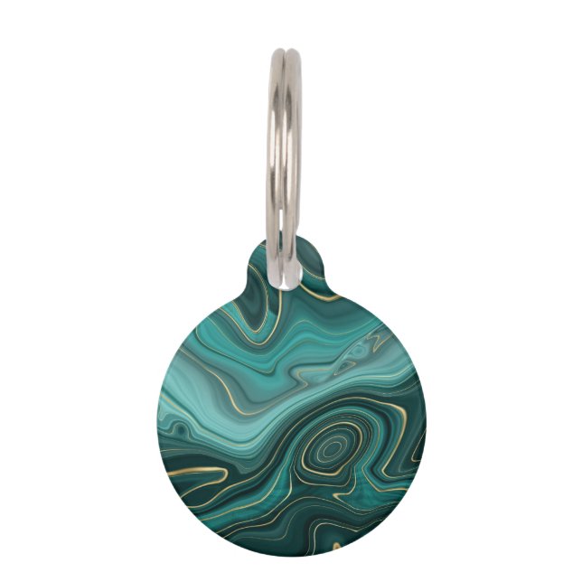 Luxury Glam Turquoise Abstract Pattern Pet Tag (Front)