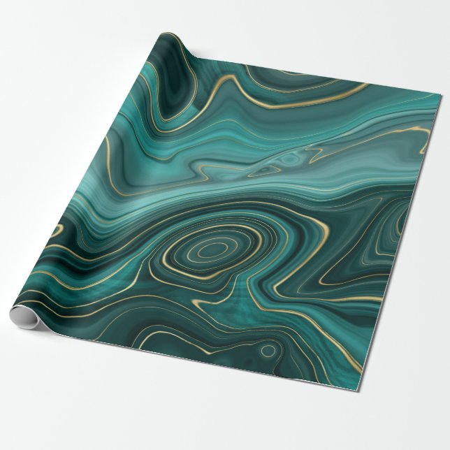 Luxury Glam Turquoise Abstract Pattern Wrapping Paper (Unrolled)