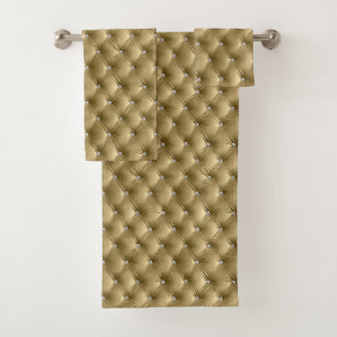 Luxury Glam Warm Gold Faux Velvet  Bath Towel Set
