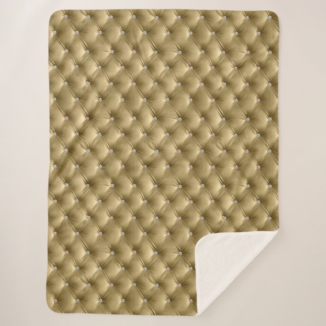 Luxury Glam Warm Gold Faux Velvet  Sherpa Blanket (Front)