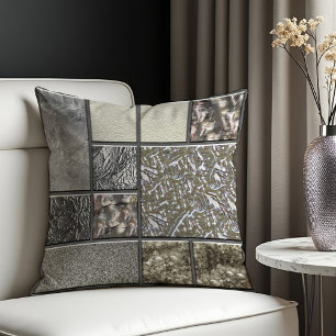 Luxury Glass, Shell & Metal Geometric Throw Pillow