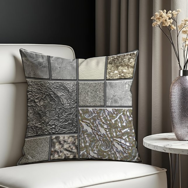 Luxury Glass, Shell & Metal Geometric Throw Pillow (Creator Uploaded)